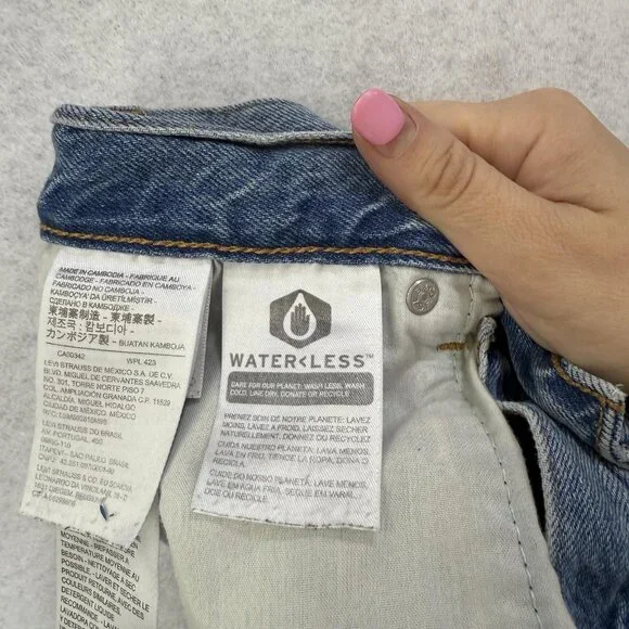 Levis Premium Loose Straight Jeans Mens 29x30 Blue Denim Waterless Relaxed Fit - Picture 11 of 15